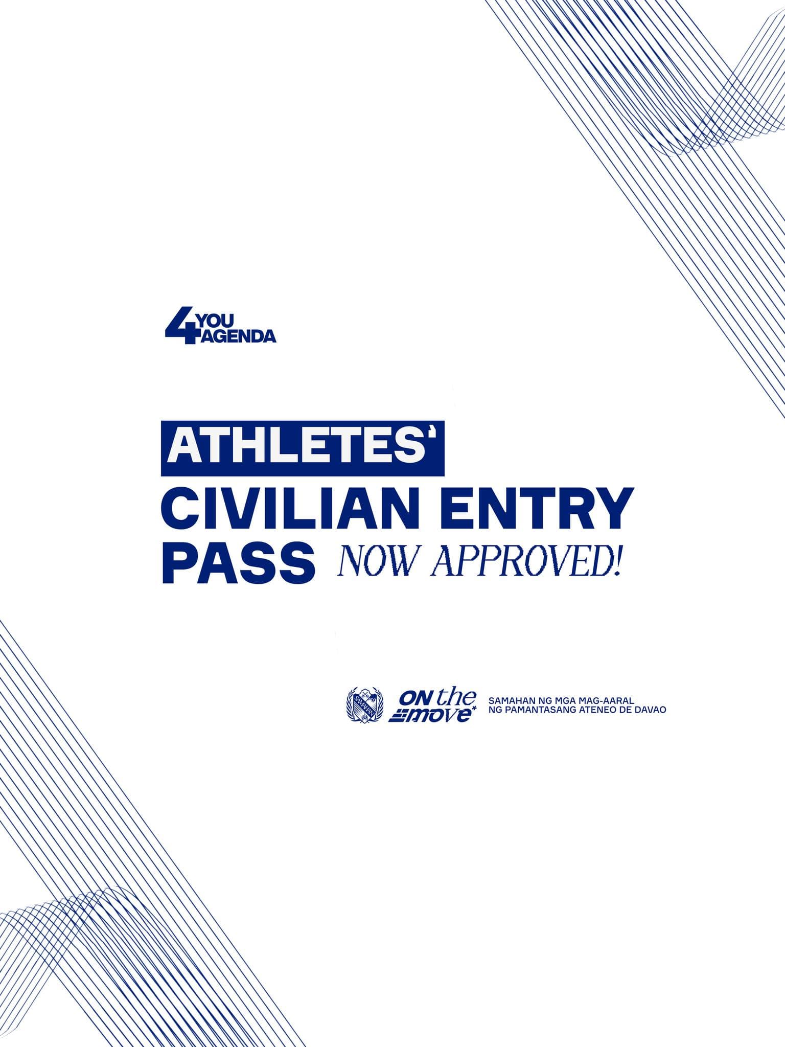 Approval of Athletes’ Civilian Entry Pass